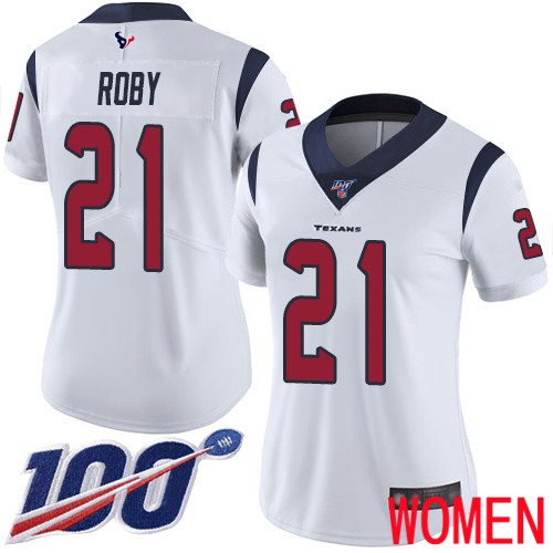 Houston Texans Limited White Women Bradley Roby Road Jersey NFL Football #21 100th Season Vapor Untouchable